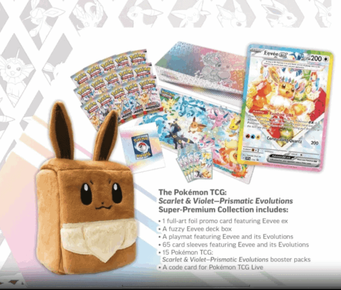 Pokemon: Scarlet & Violet Prismatic Evolutions Super Premium Collection & Perfect order booster box Combo - Image 2