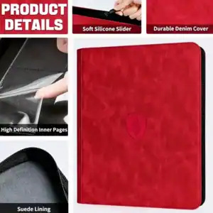 Trading Card Zipper Binder for Pokemon cards |  9 Pocket | 360 Cards |  (Red) - Image 2