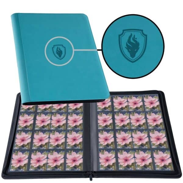 ce33402b-7cd4-4249-ae42-f99fc8a5 1024 Trading Card Holder | Premium Faux Leather Binder (Teal) - Image 1